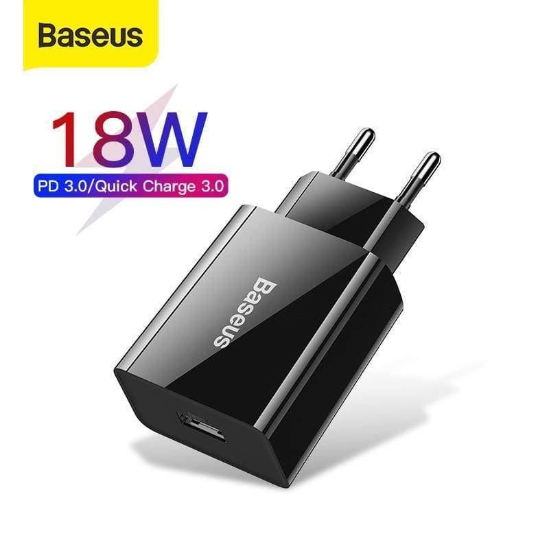 Baseus 18W Fast USB Charger Support Quick Charge 3.0 USB Type-C PD Charger Mini Portable Phone Charger ForHuawei ForXiaomi ForiP