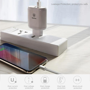 Baseus 18W Quick Charge 3.0 Fast Charger Portable Dual USB Ports Charger QC 3.0 Wall Adapter Charger EU Plug (QC 3.0 USB CHARGER)