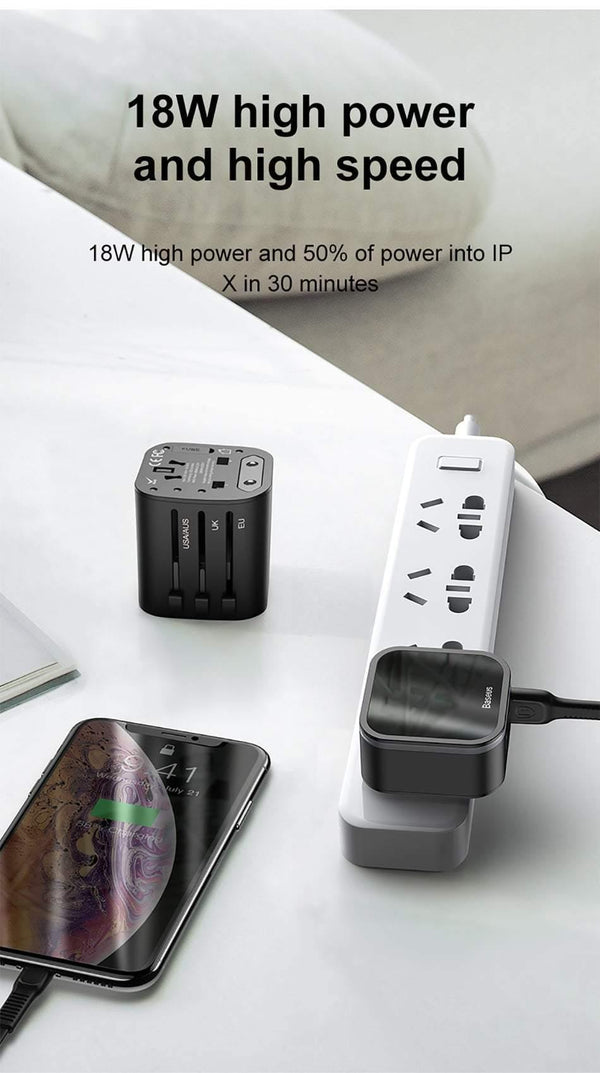 Planet Gates Baseus 18W Travel EU USB Charger Support Quick Charge 3.0 for Samsung Phone Charger PD 3.0 Charger for iPhone Chargeur USB