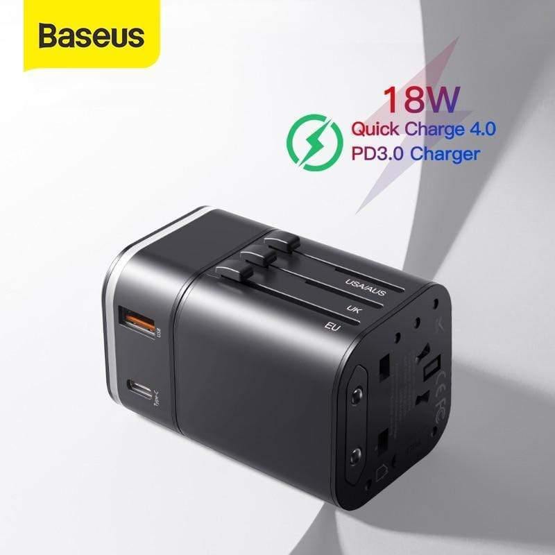 Baseus 18W Travel USB Charger EU Plug Quick Charge 3.0 Fast Charger QC 3.0 USB Type C PD Charger For Phone (18W TRAVEL CHARGER)