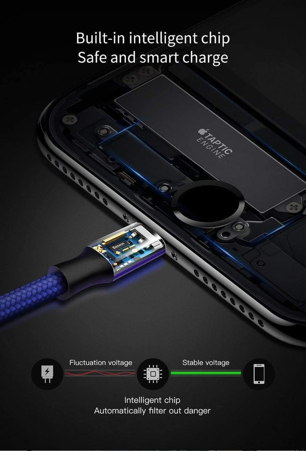 Planet Gates Baseus 2 in 1 USB Cable, Charging Cable For iPhone X USB Charger Cable For Xiaomi Redmi 4X Note 4X Mobile Phone Micro USB Cable