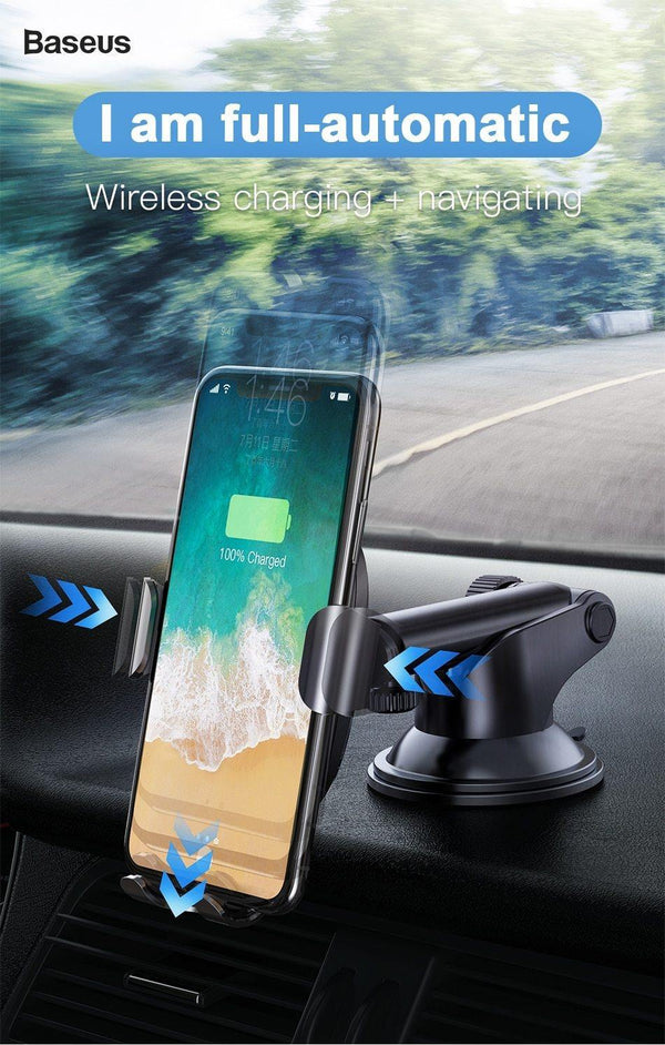 Planet Gates Baseus 2 in1 Qi Wireless Car Charger for iPhone X XS XR Samsung S9 Quick Wireless Charging Charger Car Mount Mobile Phone Holder