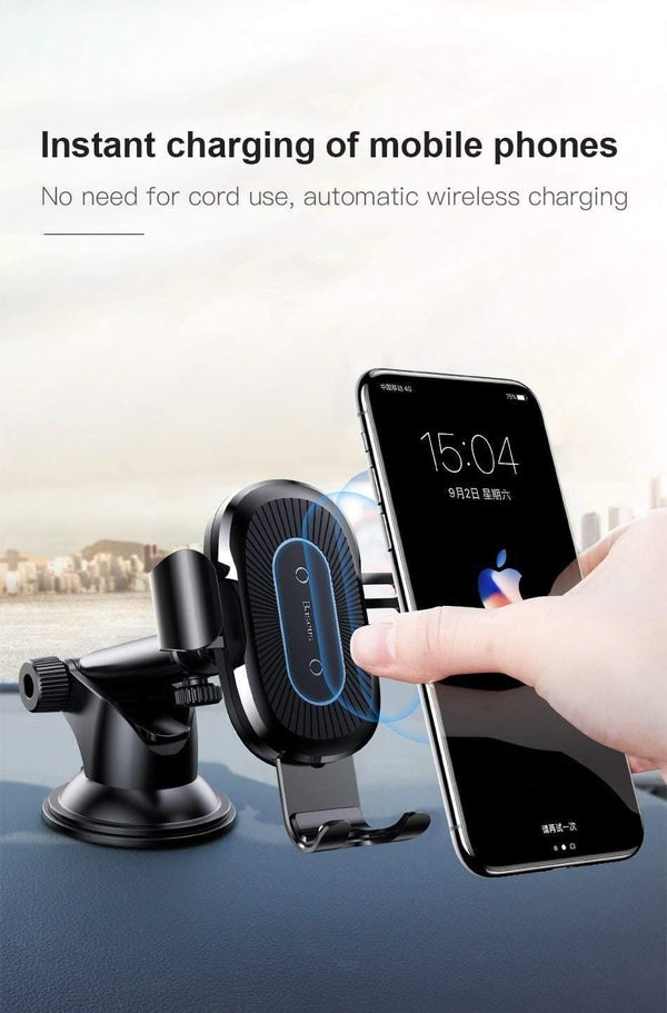 Planet Gates Baseus 2 in1 Qi Wireless Car Charger for iPhone X XS XR Samsung S9 Quick Wireless Charging Charger Car Mount Mobile Phone Holder