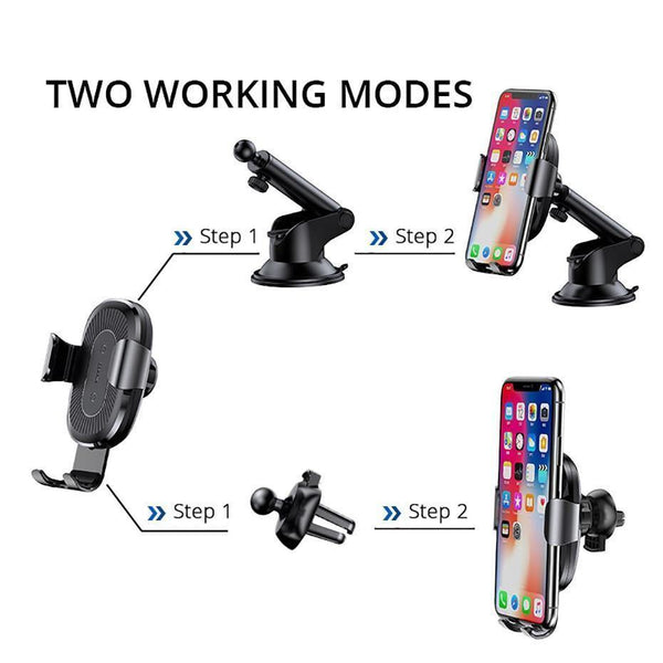 Planet Gates Baseus 2 in1 Qi Wireless Car Charger for iPhone X XS XR Samsung S9 Quick Wireless Charging Charger Car Mount Mobile Phone Holder