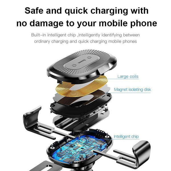 Planet Gates Baseus 2 in1 Qi Wireless Car Charger for iPhone X XS XR Samsung S9 Quick Wireless Charging Charger Car Mount Mobile Phone Holder