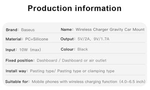 Planet Gates Baseus 2 in1 Qi Wireless Car Charger for iPhone X XS XR Samsung S9 Quick Wireless Charging Charger Car Mount Mobile Phone Holder