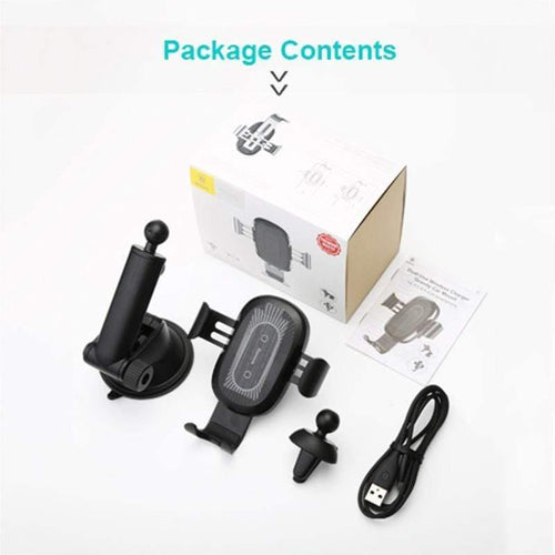 Baseus 2 in1 Qi Wireless Car Charger for iPhone XS Max Samsung S8 Quick Wireless Charging Charger Car Mount Mobile Phone Holder (Black)