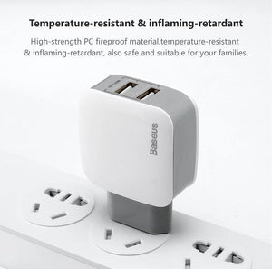 Baseus 2 USB EU Charger Plug For Samsung Huawei Xiaomi Dual USB Port Travel Wall Charger Mobile Phone USB Charger Adapter 5V2.4A - Planet Gates