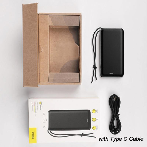 Planet Gates Baseus 20000mAh Power Bank For iPhone Samsung Huawei Xiaomi External Battery 3A Type C PD Fast Charing USB Charger Powerbank