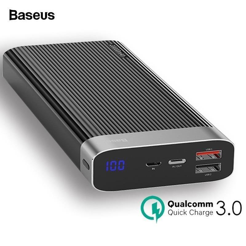 Planet Gates Baseus 20000mAh Quick Charge 3.0 Power Bank LED Display Dual USB Type C PD Fast Charging External Battery Pack Charger Powerbank