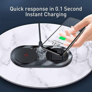 Baseus 20W Fast Qi Wireless Charger For Airpods iPhone 11 Pro Dual Wireless Charging Pad For Samsung S20 S10 Wireless Charger (black)