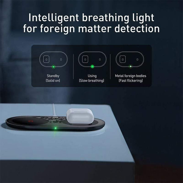 Baseus 20W Fast Qi Wireless Charger For Airpods iPhone 11 Pro Dual Wireless Charging Pad For Samsung S20 S10 Wireless Charger (black)