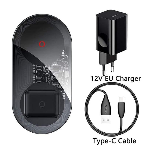Baseus 20W Fast Qi Wireless Charger For Airpods iPhone 11 Pro Dual Wireless Charging Pad For Samsung S20 S10 Wireless Charger (black)