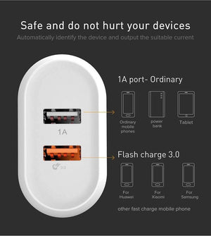 Planet Gates Baseus 23W Quick Charge 3.0 USB Charger For iPhone Samsung Xiaomi QC3.0 5V/3A Fast Charging EU Travel Wall Mobile Phone Charger