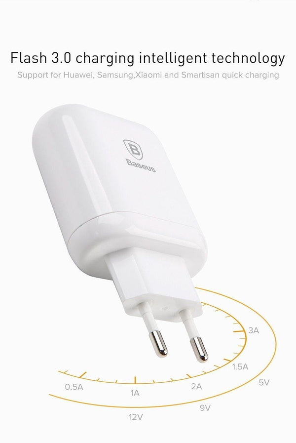 Planet Gates Baseus 23W Quick Charge 3.0 USB Charger For iPhone Samsung Xiaomi QC3.0 5V/3A Fast Charging EU Travel Wall Mobile Phone Charger