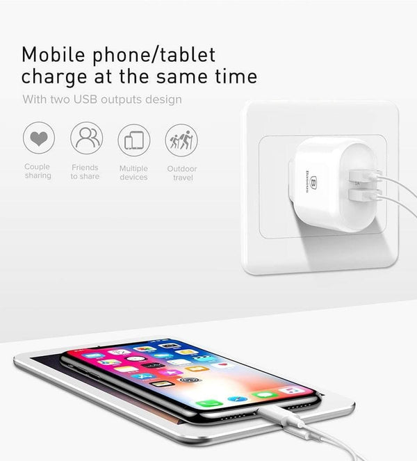 Planet Gates Baseus 23W Quick Charge 3.0 USB Charger For iPhone Samsung Xiaomi QC3.0 5V/3A Fast Charging EU Travel Wall Mobile Phone Charger