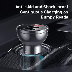 Baseus 24W Dual USB Car Charger for iPhone 11 Samsung S9 Mobile Phone Charger for Huawei Xiaomi Car Phone Charger & LED Display
