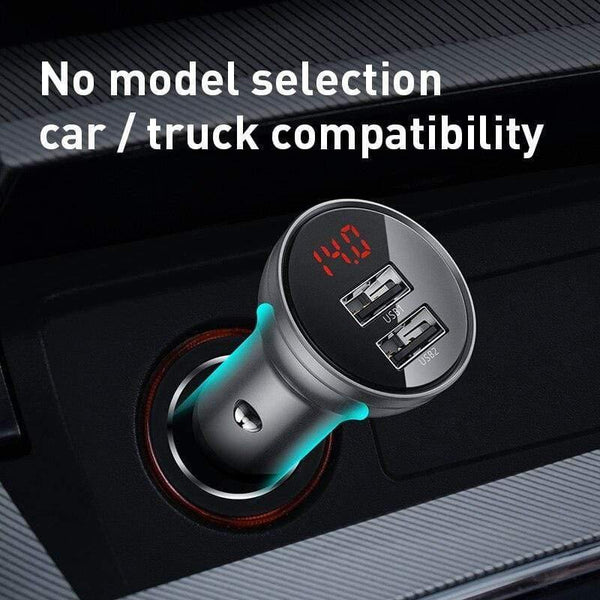 Baseus 24W Dual USB Car Charger for iPhone 11 Samsung S9 Mobile Phone Charger for Huawei Xiaomi Car Phone Charger & LED Display