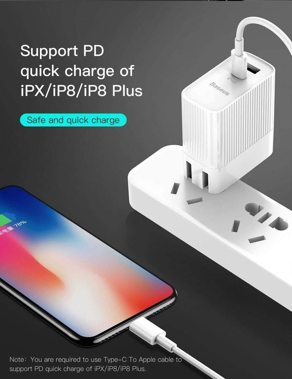 Planet Gates Baseus 29W Type C PD 3.0 USB Charger For iPhone Xs Max Xr Xs X 8 USB C PD Fast Charging Mobile Phone Charger For iPad Pro Huawei