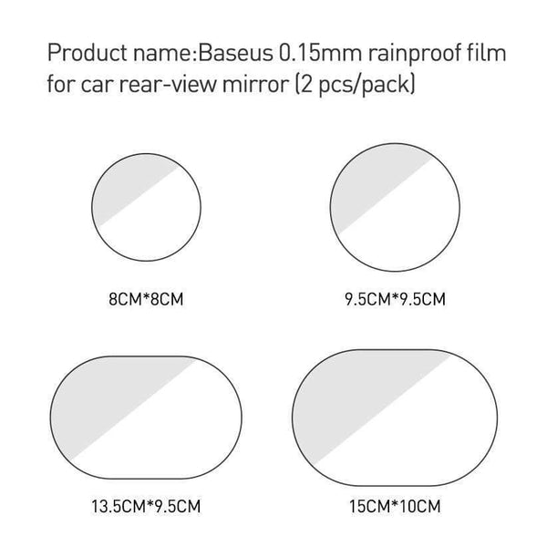 Baseus 2Pcs 0.15mm Car Rearview Mirror Protective Films Anti Fog Window Foils Waterproof Rainproof Protective Car Sticker