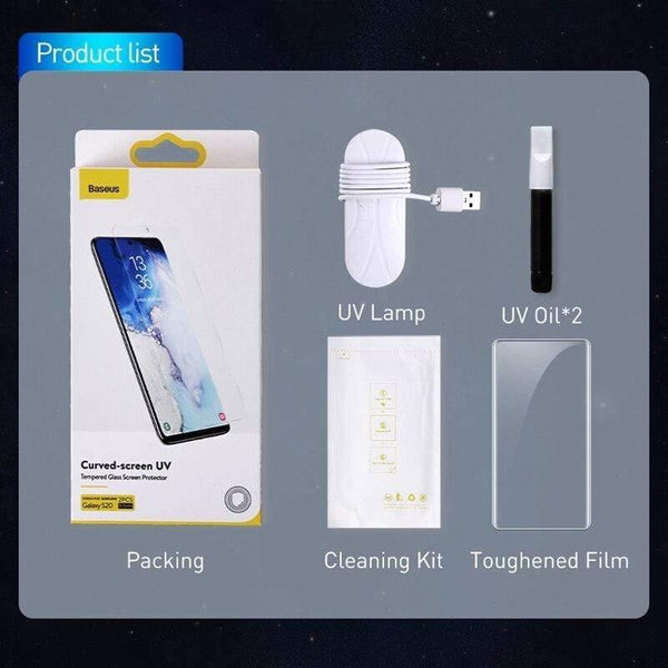 Baseus 2pcs UV Tempered Glass For Samsung Galaxy S20 Screen Protector Full Curved Protective Glass For Galaxy S20 Plus Ultra