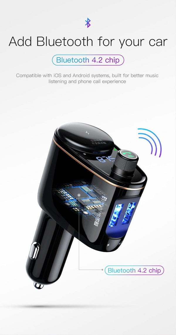 Planet Gates Baseus 3.4A Dual USB Car Charger For iPhone Bluetooth FM Transmitter Car Kit MP3 Player FM Modulator Fast Mobile Phone Charger