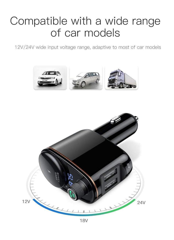 Planet Gates Baseus 3.4A Dual USB Car Charger For iPhone Bluetooth FM Transmitter Car Kit MP3 Player FM Modulator Fast Mobile Phone Charger