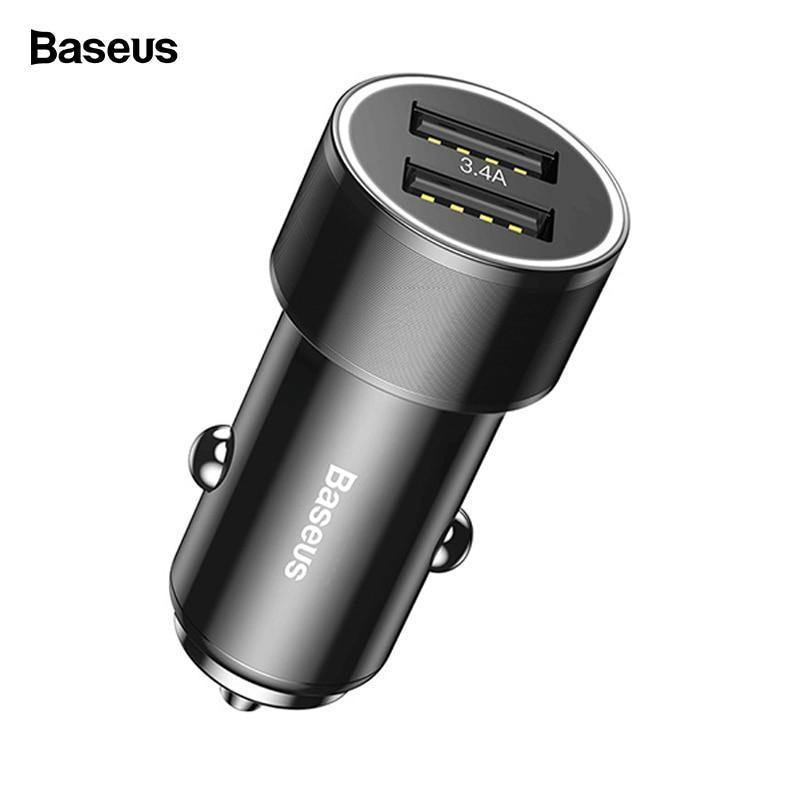 Planet Gates Baseus 3.4A Dual USB Car Charger For iPhone xs Samsung Xiaomi iPad 2 Port LED Car Mobile Phone Charger Fast Car Charging Charger