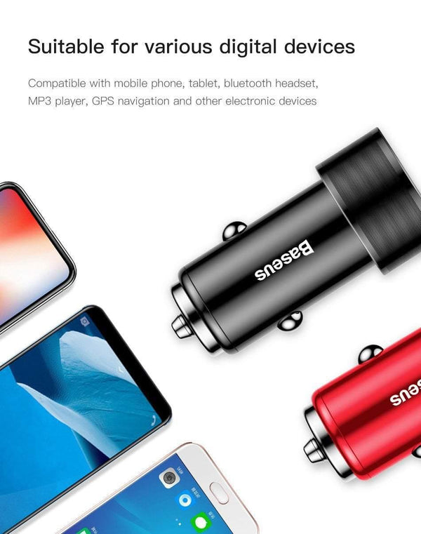 Planet Gates Baseus 3.4A Dual USB Car Charger For iPhone xs Samsung Xiaomi iPad 2 Port LED Car Mobile Phone Charger Fast Car Charging Charger
