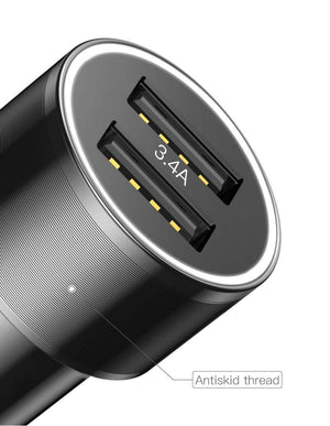Planet Gates Baseus 3.4A Dual USB Car Charger For iPhone xs Samsung Xiaomi iPad 2 Port LED Car Mobile Phone Charger Fast Car Charging Charger