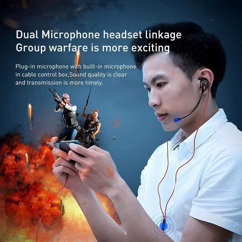 Baseus 3.5mm In-ear Gaming Earphone For Pubg Controller GAMO-15 3D Stereo earphones For Mobile pubg Gamer with Detachable HD Mic