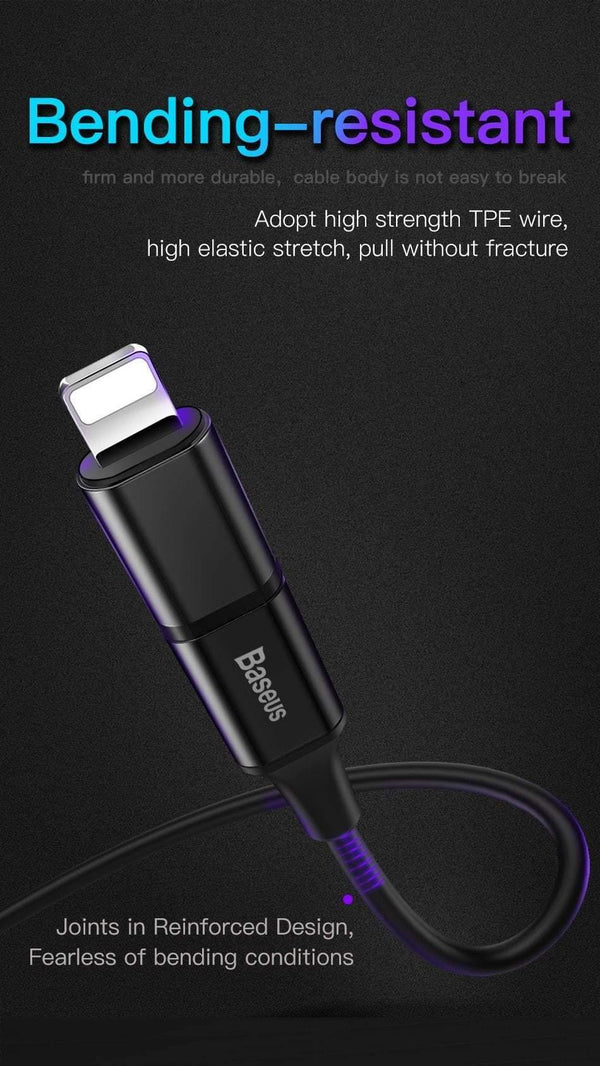 Planet Gates Baseus 3 in 1 USB Cable For iPhone Micro USB Type C Charger Cable For iPhone Xs Max X 8 7 Samsung Oneplus Android Phone Cables