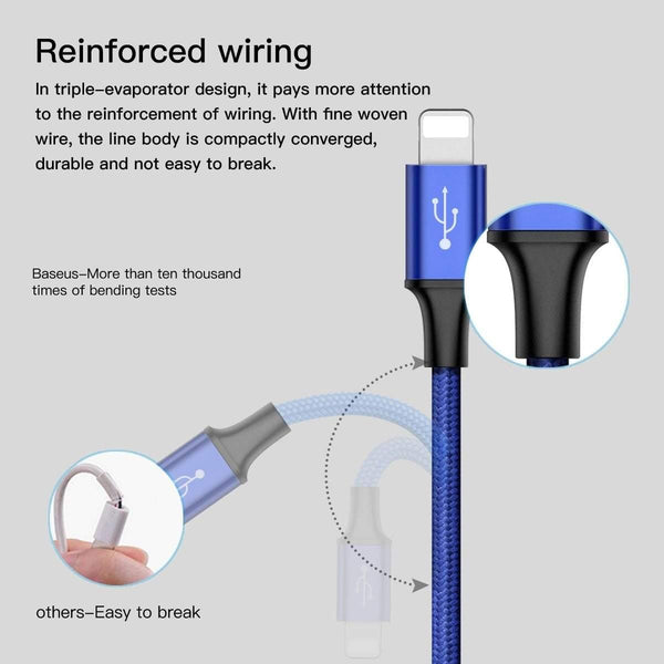 Planet Gates Baseus 3 in 1 USB Cable For iPhone Xs Max Xr X 8 7 6 6s 5 5s SE Charing Charger Micro USB Cable For Samsung Xiaomi Android Phone