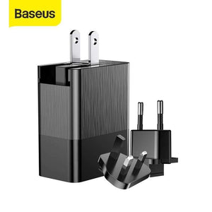 Baseus 3 Port USB Charger 3 in1 Triple EU US UK Plug 2.4A Travel Wall Charger Adapter Portable USB Phone Charger (3-in-1 USB CHARGER)