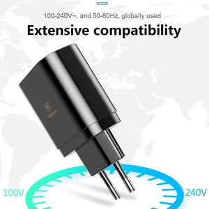 Baseus 3 Ports Charger with Digital Display 3.4A Max Fast Charging Wall Adapter Charger For Phone