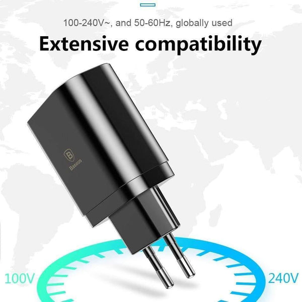 Baseus 3 Ports Charger with Digital Display 3.4A Max Fast Charging Wall Adapter Charger For Phone