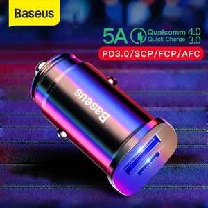 Baseus 30W Quick Charge 4.0 3.0 Car Charger For Xiaomi Mi9 Samsung S9 Fast PD AFC SCP for Huawei Supercharge Car Phone Charger