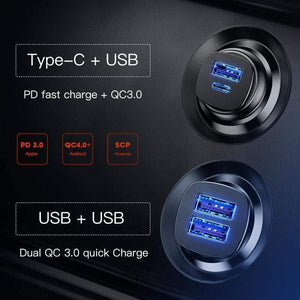Baseus 30W Quick Charge 4.0 3.0 Car Charger For Xiaomi Mi9 Samsung S9 Fast PD AFC SCP for Huawei Supercharge Car Phone Charger