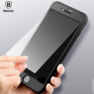 Planet Gates Baseus 360 Full Body Hard PC Case For iPhone 8 7 Plus Cover Tempered Glass+TPU Back Cover Protective Case For iPhone 8Plus 7Plus
