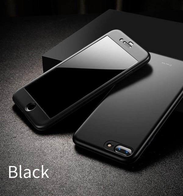 Planet Gates Baseus 360 Full Body Hard PC Case For iPhone 8 7 Plus Cover Tempered Glass+TPU Back Cover Protective Case For iPhone 8Plus 7Plus