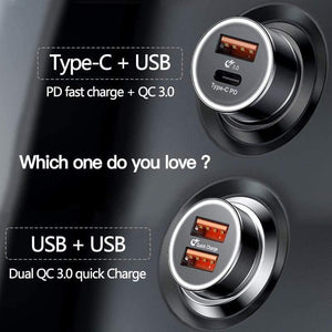 Baseus 36W Dual USB Quick Charge QC 3.0 Car Charger For iPhone USB Type-C PD Fast Charger Mobile Phone Quick Charger Car-Charger