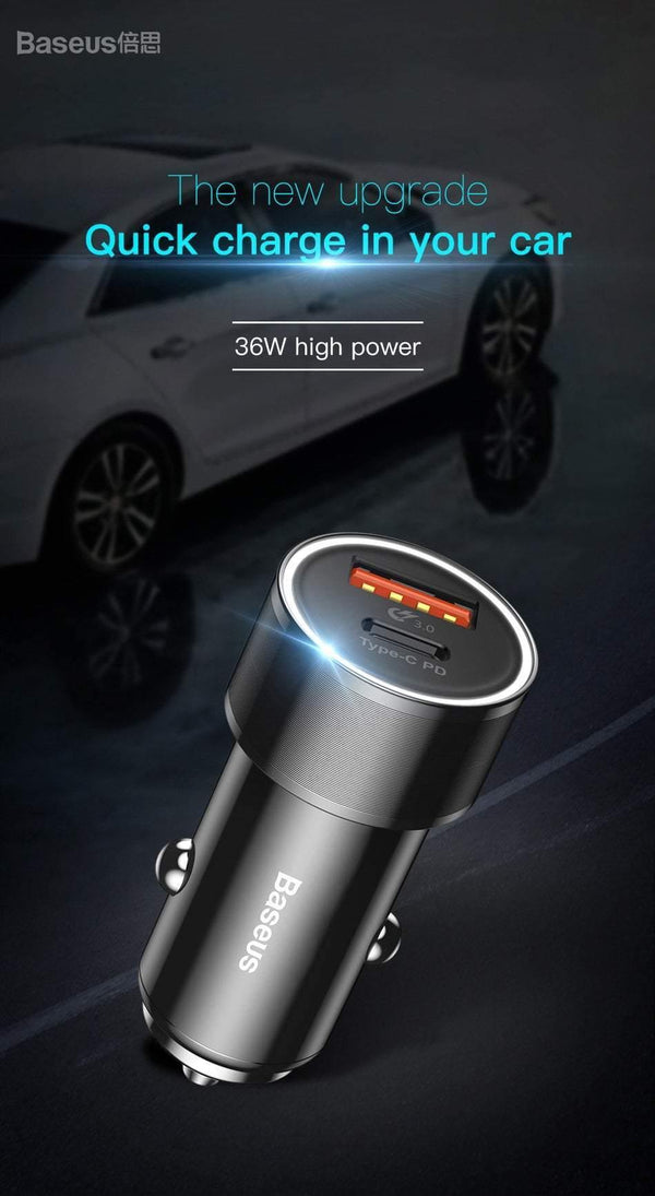 Planet Gates Baseus 36w USB Car Charger Quick Charge 3.0 QC QC3.0 Type C PD Fast Car Charging Charger For iPhone Samsung Xiaomi Mobile Phone