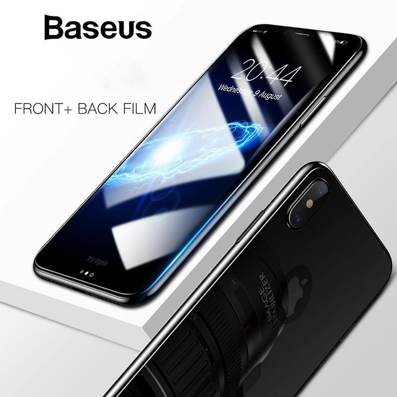 Planet Gates Baseus 3D Full Screen Protective Glass For iPhone X Screen Protector Front Film + Back Cover Glass For iPhone X Tempered Glass