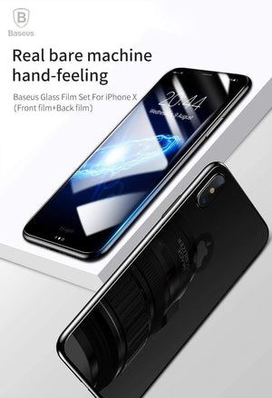 Planet Gates Baseus 3D Full Screen Protective Glass For iPhone X Screen Protector Front Film + Back Cover Glass For iPhone X Tempered Glass