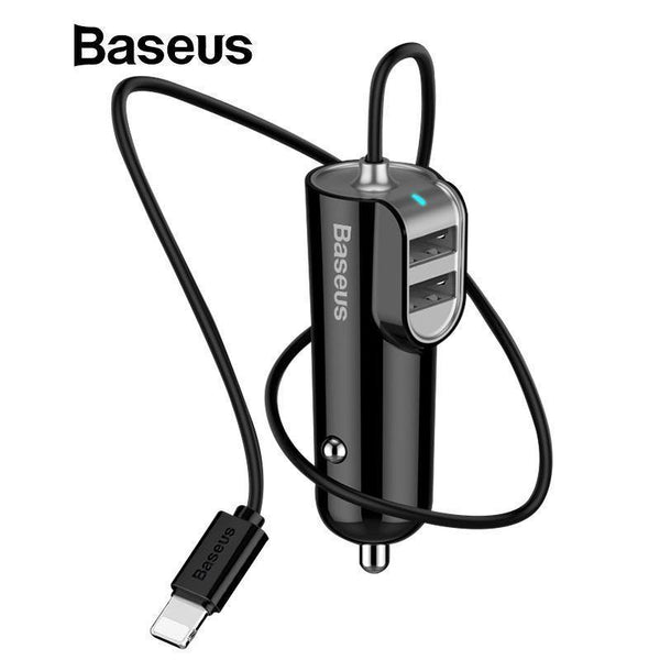 Planet Gates Baseus 3in1 5.5A USB Car Charger For iPhone X 8 Samsung Mobile Phone Charger 3 Ports USB Fast Car Charger & 1m Cable For iPhone