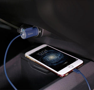 Planet Gates Baseus 3in1 5.5A USB Car Charger For iPhone X 8 Samsung Mobile Phone Charger 3 Ports USB Fast Car Charger & 1m Cable For iPhone