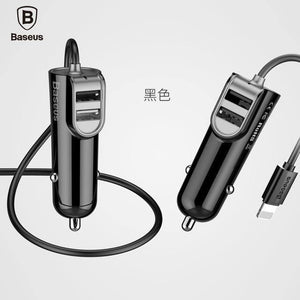 Planet Gates Baseus 3in1 5.5A USB Car Charger For iPhone X 8 Samsung Mobile Phone Charger 3 Ports USB Fast Car Charger & 1m Cable For iPhone