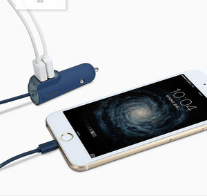 Planet Gates Baseus 3in1 5.5A USB Car Charger For iPhone X 8 Samsung Mobile Phone Charger 3 Ports USB Fast Car Charger & 1m Cable For iPhone