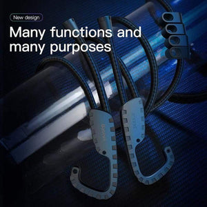 Baseus 3M Strong Elastic Rope Bungee Shock Cord Strap Stretch String Clothes Line with Hooks for Car Travel Outdoor Project Tent