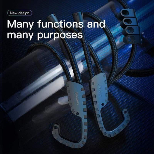 Baseus 3M Strong Elastic Rope Bungee Shock Cord Strap Stretch String Clothes Line with Hooks for Car Travel Outdoor Project Tent